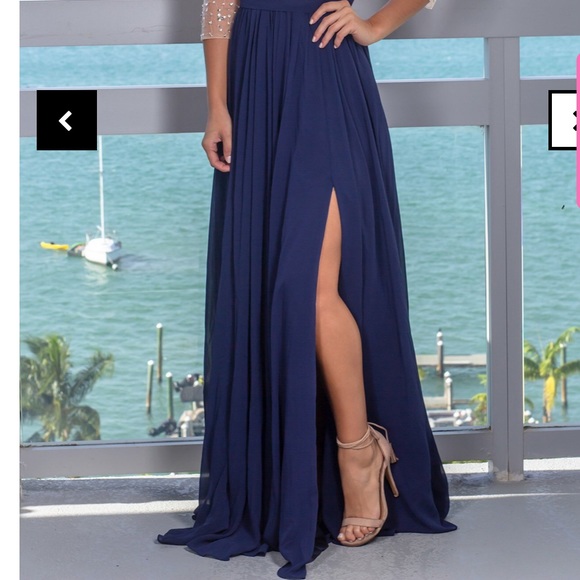 Navy dress with jewel top - Picture 2 of 3